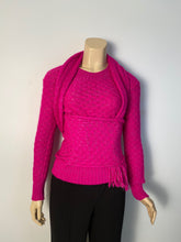 Load image into Gallery viewer, Chanel 2012 Fall 12A Pink Fuchsia Sweater w attached Scarf FR 34