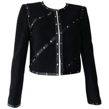 Load image into Gallery viewer, Chanel 2003 Fall 03A black Cropped Boucle Tweed Jacket FR 48 US 10/12