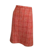 Load image into Gallery viewer, 97P, 1997 Spring Vintage Chanel Boutique Orange Tweed Plaid Wool Skirt US 10
