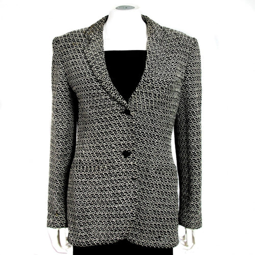 Vintage Chanel 98P, 1998 Spring black white blazer jacket FR 40 US 4/6