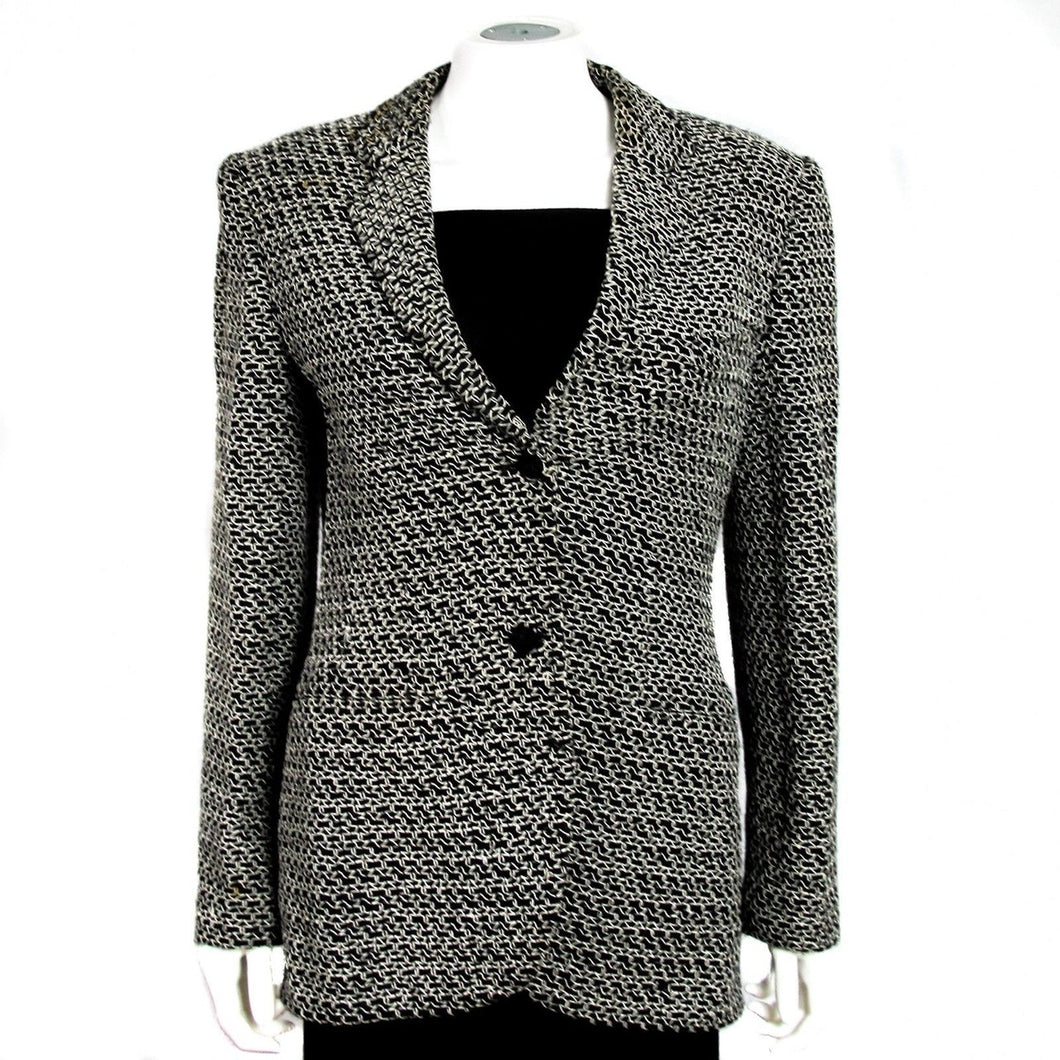 Vintage Chanel 98P, 1998 Spring black white blazer jacket FR 40 US 4/6