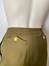 Load image into Gallery viewer, 96A, 1996 Fall Vintage Chanel Rare Military Olive Green Belted Jacket Pant Suit Set FR 36