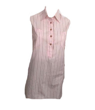 Load image into Gallery viewer, Vintage Chanel 02P, 2002 Spring pink brown pinstripe Cotton Sleeveless Blouse Tunic Top FR 36 US 6