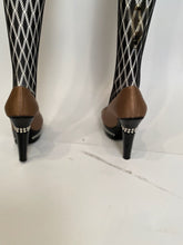 Load image into Gallery viewer, Chanel 2009 Fall 09A Paris Moscow Bicolor Patent Leather Satin Pearls Platform Heel Pumps EU 40 US 9/9.5