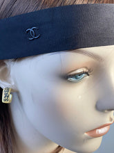 Load image into Gallery viewer, Chanel Black Silk grosgrain ribbon 2015 15A CC logo wide headband hair accessory