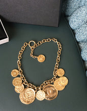 Load image into Gallery viewer, Rare Chanel 09A 2009 Fall 13 CC Logos Gold Coin Discs Medallion Chain Necklace