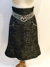 Load image into Gallery viewer, Vintage Chanel 02A, 2002 Fall Crystal Belted Dark Navy/White High Waist Skirt FR 40 US 2/4/6