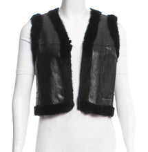 Load image into Gallery viewer, Chanel 05A 2005 Autumn Fall Leather Fur lined &amp; Trimmed Cropped Short Vest FR 40 US 4/6/8