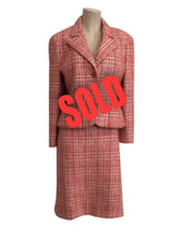 Load image into Gallery viewer, 97P, 1997 Spring Vintage Chanel Boutique Orange Plaid Wool Tweed Jacket Blazer Skirt Suit Set US 8/10