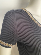 Load image into Gallery viewer, NWT Chanel 10P, 2010 Spring black gold trim chain dress FR 38