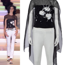 Load image into Gallery viewer, Rare Chanel 01P 2001 Spring Runway Flower Cape Blouse Top FR 38 US 4
