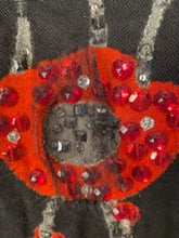 Load image into Gallery viewer, Chanel 07A Black Red Cashmere Pullover Sweater  with appliqué geometric flowers with sequins, pearls FR 40