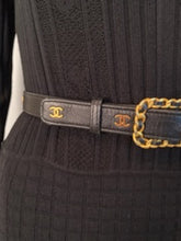 Load image into Gallery viewer, 96C Chanel Vintage Rare Black Leather CC Logos Belt Sz 65/26 US 2/4