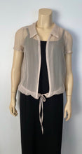 Load image into Gallery viewer, Chanel 04C 2004 Cruise Silk Chiffon Short Sleeve Sheer Drawstring Beige Ecru Blouse Top FR 36 US 2/4
