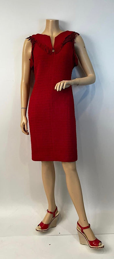 Chanel 14A 2014 Fall Paris-Dallas Red Runway Dress FR 40 US 6 HelensChanel Chanel 14A 2014 Fall Paris-Dallas Red Runway Dress FR 40 US 6 HelensChanel