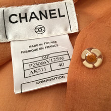 Load image into Gallery viewer, Vintage Chanel 04P, 2004 Spring Silk peach orange sleeveless top Blouse FR 40 US 4/6