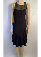 Load image into Gallery viewer, Chanel 03P 2003 Spring Silk Chiffon Black Dress FR 38