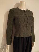 Load image into Gallery viewer, NWT Vintage 99A, 1999 Fall Chanel Identification olive green boiled wool short jacket FR 36 US 4