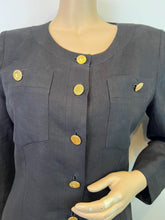 Load image into Gallery viewer, Vintage Chanel 1980’s Collection 15 Black Linen Skirt Suit US 2/4