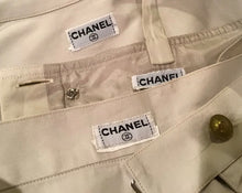 Load image into Gallery viewer, 1980 Vintage Chanel Khaki Safari Shorts Cropped Bra Top Jacket Cotton Extremely Rare 3 Piece Set US 4/6