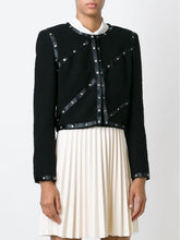 Load image into Gallery viewer, Chanel 2003 Fall 03A black Cropped Boucle Tweed Jacket FR 48 US 10/12