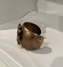 Load image into Gallery viewer, Rare Chanel 03A 2003 Fall brushed gold jeweled cuff bracelet