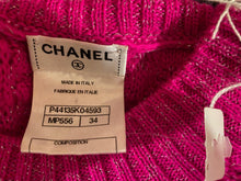 Load image into Gallery viewer, Chanel 2012 Fall 12A Pink Fuchsia Sweater w attached Scarf FR 34