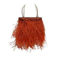 Load image into Gallery viewer, Rare Chanel Orange Crystal CC Ostrich Feather Purse Clutch Handbag