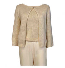 Load image into Gallery viewer, Vintage 00C Chanel Identification beige 2 piece sweater twinset FR 36 US 4