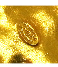 Load image into Gallery viewer, 94A Vintage Chanel poured glass Cabechon stones Cross Tassel CC Pendant tassel Necklace Red Green Gold Metal