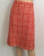 Load image into Gallery viewer, 97P, 1997 Spring Vintage Chanel Boutique Orange Plaid Wool Tweed Jacket Blazer Skirt Suit Set US 8/10