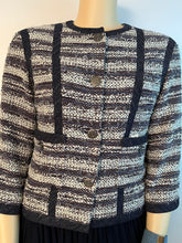 Load image into Gallery viewer, Chanel 2013 Blue White Striped Tweed Jacket US 10/12
