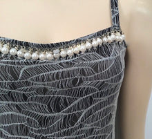 Load image into Gallery viewer, Chanel 05A 2005 Fall pearl trim Lace overlay Black Tank Top Camisole Blouse FR 40 US 6