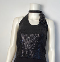 Load image into Gallery viewer, Chanel 08C 2008 Cruise Camellia black sequin top halter blouse FR 36