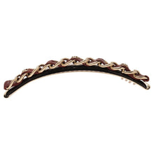 Load image into Gallery viewer, Chanel 2013 Bordeaux Burgundy Leather Hair Decorative  Accessory Comb Barrette Gold CC Logos