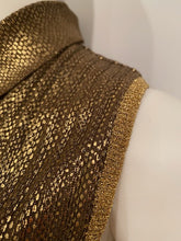 Load image into Gallery viewer, Vintage Chanel 01C 2001 Cruise Resort Sleeveless Gold Metallic Collar Polo Top Blouse FR 34 US 2/4