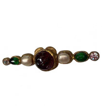 Load image into Gallery viewer, 1985 Chanel Vintage Pearl Crystal Multicolor Gripoix Stone Brooch Pin