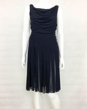 Load image into Gallery viewer, Vintage Chanel 00S, 2000 Spring Summer Black Draped Pleated Chiffon Silk Dress FR 38 US 4
