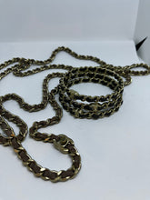 Load image into Gallery viewer, Chanel 12P 2012 Spring Set of 3 Chain Leather CC Brown Bracelet Bangles