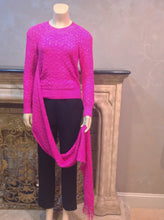 Load image into Gallery viewer, Chanel 2012 Fall 12A Pink Fuchsia Sweater w attached Scarf FR 34
