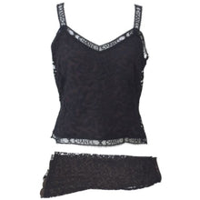 Load image into Gallery viewer, Rare! Chanel Vintage 98A Fall Logo Black Lace Tank top Blouse Camisole Skirt Set FR 38 US 4