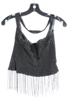 Load image into Gallery viewer, Vintage Chanel 00A, 2000 Fall Autumn Black Tassel Beaded Tube Camisole Top Blouse FR 40 US 4