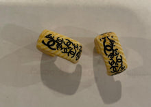 Load image into Gallery viewer, Chanel 02P, 2002 Spring Vintage Pierced Wooden CC Collage Earrings