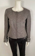 Load image into Gallery viewer, Chanel 08A 2008 Fall Collarless Herringbone Jacket with removable Cuffs FR 40 US 4