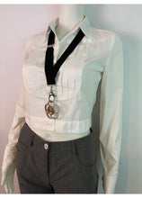 Load image into Gallery viewer, Chanel Vintage White Cotton Pleated Button Down Shirt Top Blouse Size 2