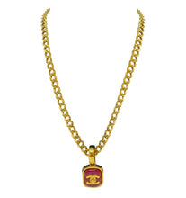 Load image into Gallery viewer, 97P 1997 Spring Vintage Chanel CC turnlock red Gripoix stone pendant necklace