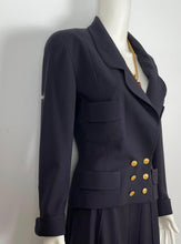Load image into Gallery viewer, Late 1980’s Vintage Chanel Boutique Double Breasted Dark Navy Jacket FR 36 US 4