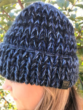 Load image into Gallery viewer, Chanel Blue Cashmere Knit Beanie Winter Cap Hat Size Small