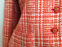 Load image into Gallery viewer, 97P, 1997 Spring Chanel Boutique Vintage Orange Plaid Tweed Blazer Dress Jacket US 8