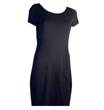 Load image into Gallery viewer, Chanel short sleeve black mid length dress FR 40